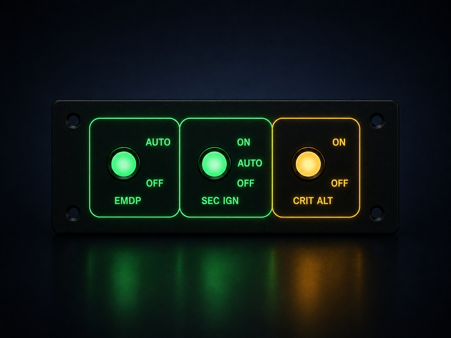 Integrally Lit Cockpit Panel, illuminated